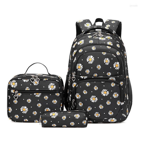 Bolsas escolares 2023 preto 3 PCs/Set Bag for Girls Childrech Mackpack School School School Lunchbox Child com case de lápis Kids