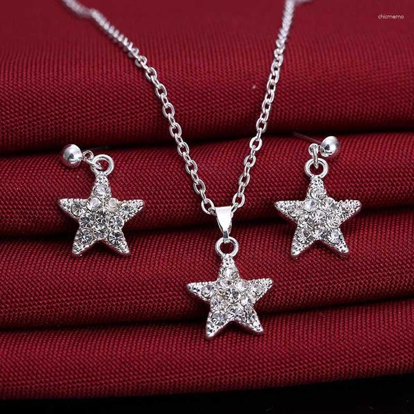 Brincos de colar Conjunto 2023 CZ STARS CUTO PENENTE DE JOIXAS BRIDA PLATED PENDE