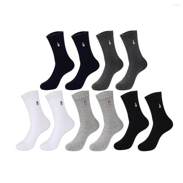 Herrensocken 5 Paare Casual Business Solid Color Sport Medium Röhrchen atmungsaktiven Baumwollhundkopf