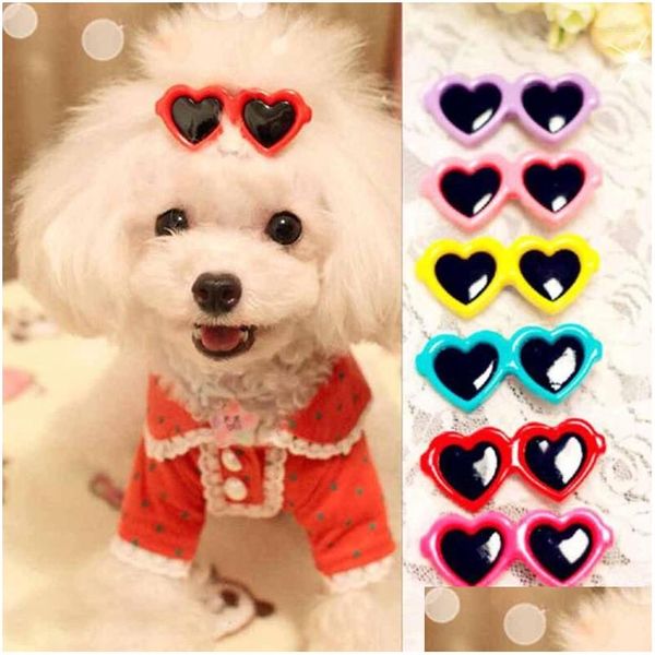 Hundebekleidung Katzen Haare Clips Welpe Bögen Haustier Pflegezubehör Sonnenbrille Haarnadel Herzform Barrette Supplies Drop Lieferung Home Gard Dhtiu