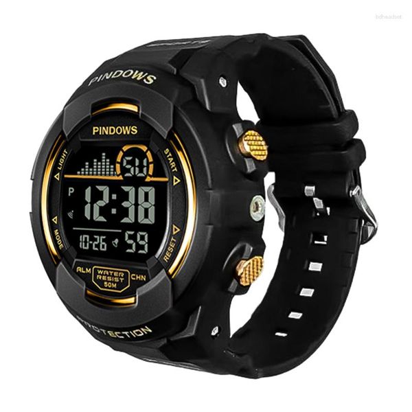 Relógios de pulso relógios digitais à prova d'água Men Big Dial Stopwatch Mão eletrônico Relógio Mutifunction Swim Moda Sport Male
