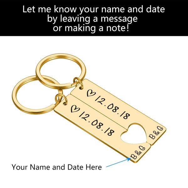 Keychains Lanyards Personalisierte Herzschlüsselkäse Set Gravures König Date und Name Love Keyring Geschenk für Paare Freundin Freunden Key SMTZX