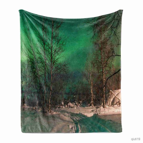 Cobertores galáxia arremesso de cobertor Estrelas vibrantes Espaço Cosmico Lonely Tree Aurora Borealis Flanela Fleece Planta para sofá macio adultos presentes R230819