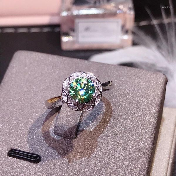 Clusterringe echte 925 Sterling Silber Emerald Ring für Frauen Diwenfu Ehering Bands Schmuck Ursprung Engagement Girls