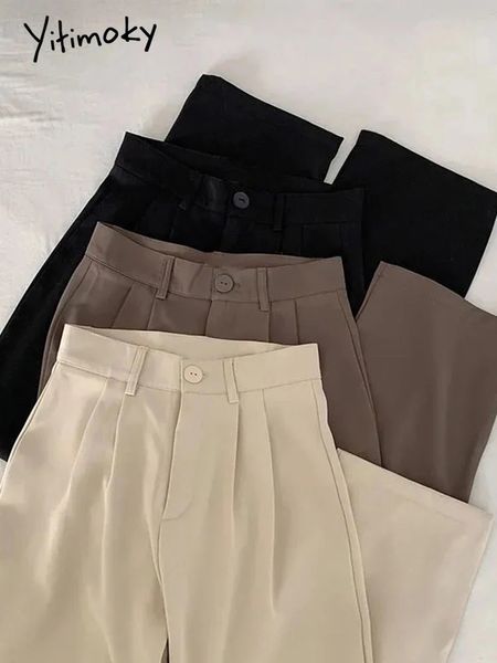 Pantaloni da donna Capris Yitimoky Spring Summer Women Casual High High Washion Office di moda coreana Ladies Elegant Black Strai Suit Stupt Stupt 230818