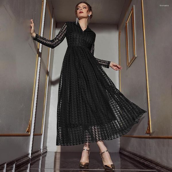 Ethnische Kleidung 2023 Sommer Mode Middle East Dubai Muslim Casual Mesh Kleid Real S Model Abayas für Frauen