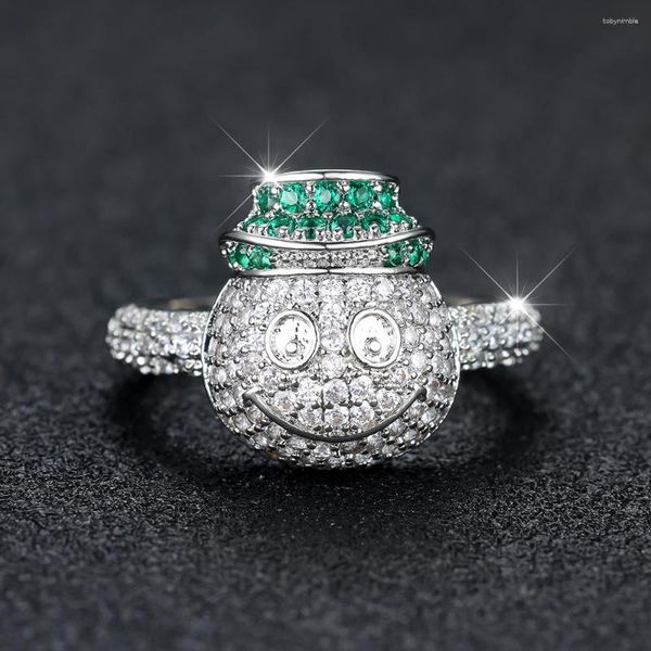 Anelli di nozze festa zirconio pieno di lusso per donne color argento in pietra verde bianco fasce di pietra femminile indice di compleanno anello di dito cz