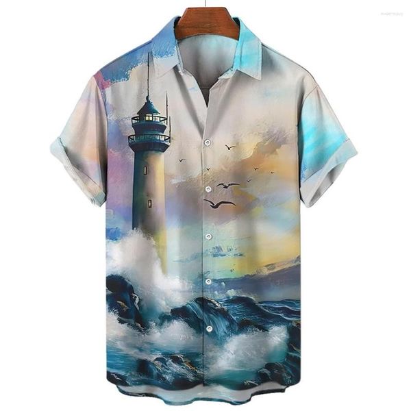 Camicie casual maschile per camicie hawaii camicia a maniche corte estate