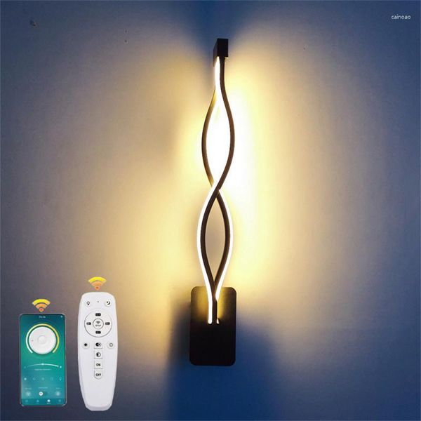 Lampada a muro LED portatile a LED Nordic Simple Creative Wave 2.4G Decorativo decorativo a temperatura a tre colori