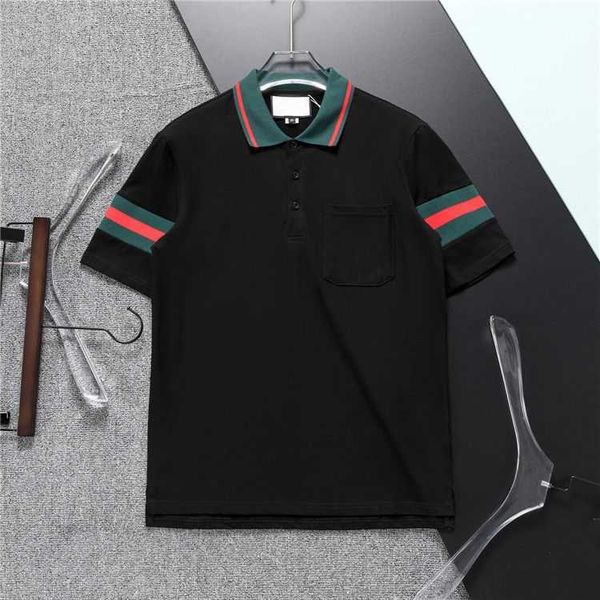 Alta Versão Designer Tshirt Homem Men camisa pólo letra bordada de t-shirt de manga curta Polícia de bolso de algodão de algodão