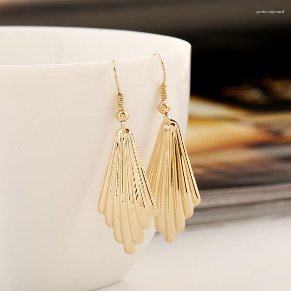 Dangle Ohrringe Boho Mode Schmuck Übertreibung Metallelektroplate Geometrie Einfachheit Blatt Tropfen Tassels Party langes Hängen