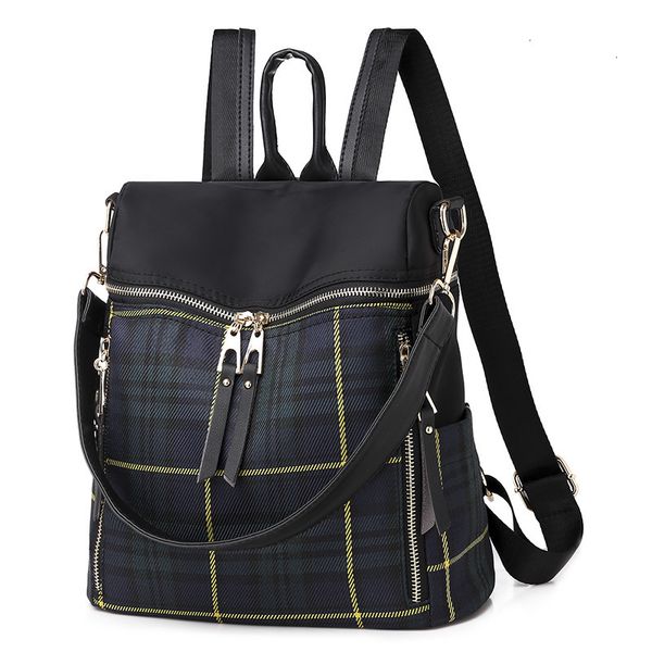 Bolsas escolares Versão coreana da mochila impermeável Oxford Travel Wild Plaid Dualuse Bag 230818