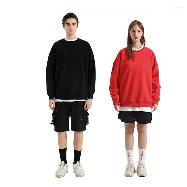 Camicie da uomo 360 grammi maglione fuori spalla più fitta velluto in velluto solido vuoto oversize t-shirt marchio di marea sciolta