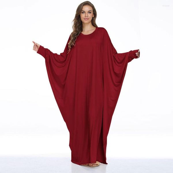Günlük elbiseler yüksek kaliteli kadın giyim yaz moda yarasa kol elbisesi müslüman bornoz zayıflama büyük boy uzun