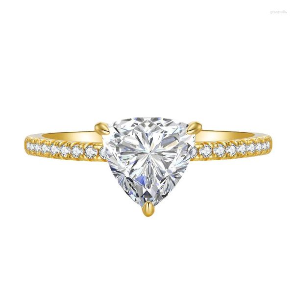 Кластерные кольца 18K золотой цветной треугольник форма 1CT лабораторный бриллиант Gemstone Обручальное кольцо Sparking Real Silver 925 Источшие ювелирные изделия