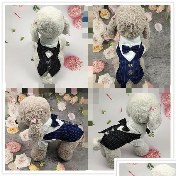 Abbigliamento per cani da gentiluomo camicia formale per piccoli cani mediocri vestiti per gatto a bowtie smoking per pip costume drop consegna