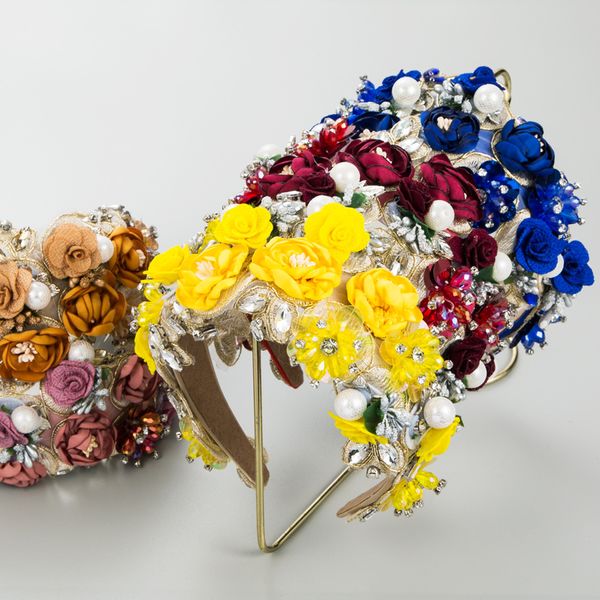Banda de cabeça barroca de luxo faixas tridimensionais de cabeçote de cabelo de flor para festas de bola Wediing FG464