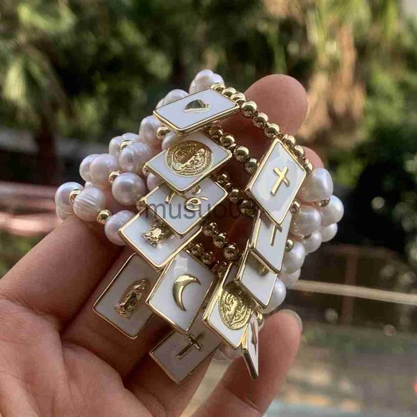 Pulseira 5pcs moda nova bracelete de coração de água doce jóias de jóias de jóias Virgin Mary Cross Bracelets Wholesale for Party Jewelry Gifts J230819