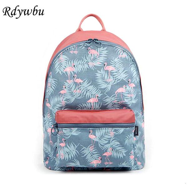 Bolsas escolares rdywbu coreano 3d flamingo de impressão de impressão de backpack de backpatch para bolsa de viagem diária casual floral adolescentes mochila h141 230818