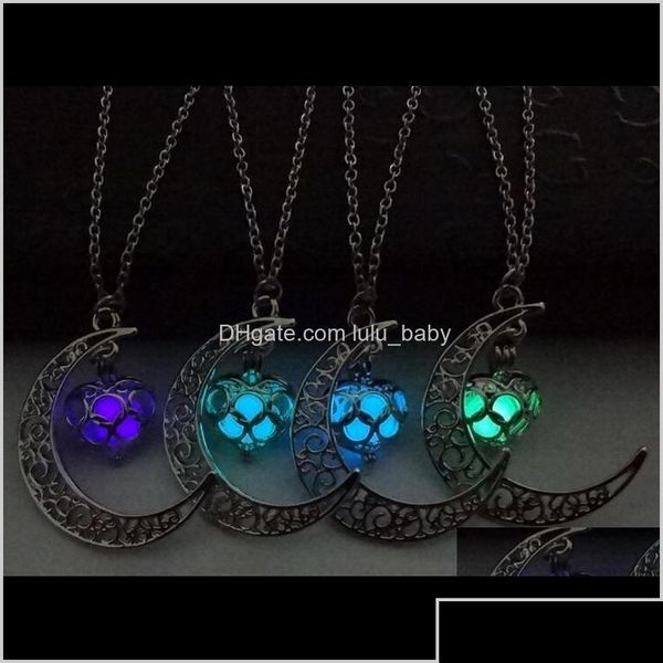 Подвесные ожерелья Funique Fashion Luminous Glow in The Dark Sailor Moon for Women Heart 76gza G4EHN Drop Delive Jewelry Pendants Dhwvm