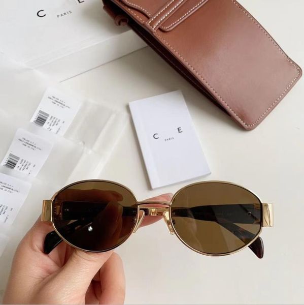 A112 Arc Frame Metal De Triomphe Minimalistisches ovales Design, modische Sonnenbrille im klassischen Stil mit Box-Schild