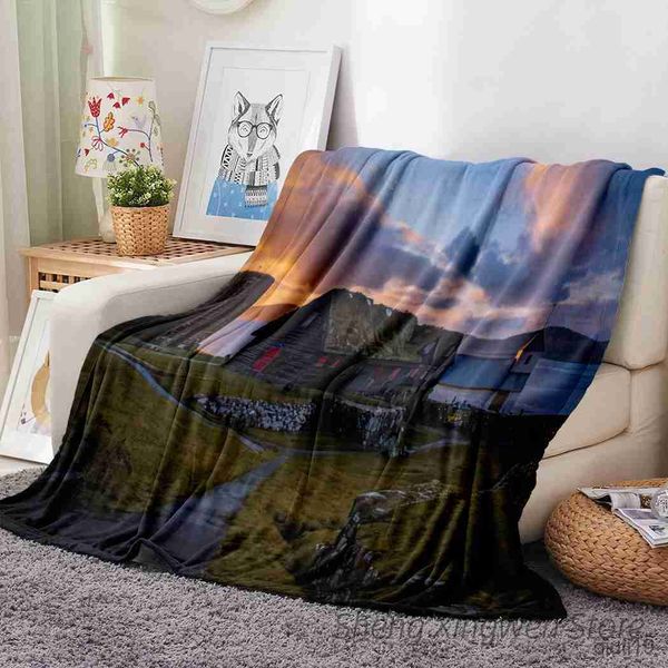 Coperte di coltiva da fattoria coperta peluche calda accogliente vecchio tronco agricola flanella lancio di divano coperta decorazioni da letto verdura di verdura da letto r230819