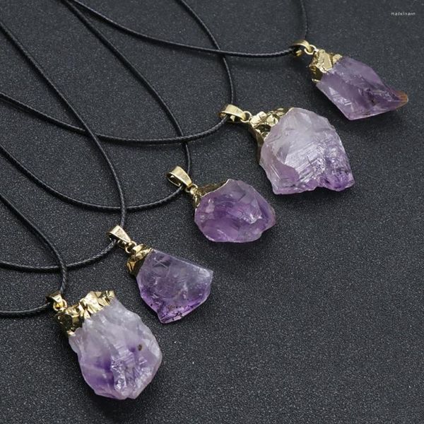 Correntes 5pcs por atacado Irregular Natural Amethyst Charm Reiki Crystal Bud Bud cluster Pingente Jóias Jóias Gemas Presente