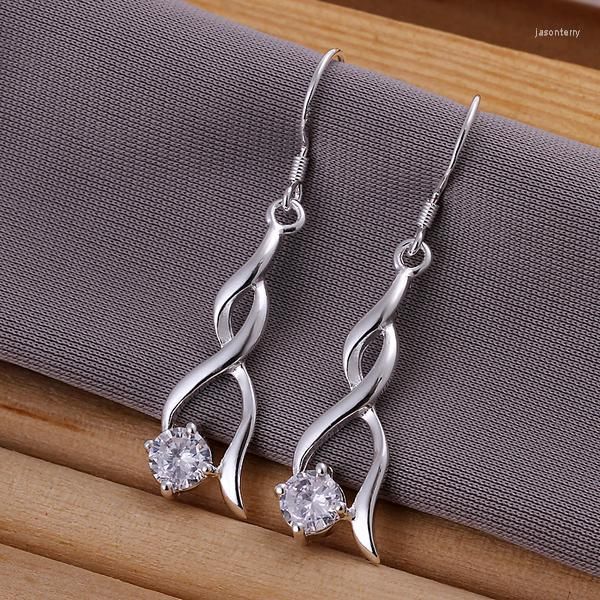 Vendite di orecchini a pennaglie con autorizzazione di alta qualità 925 francobollo cristallo di colore argento per donna gioielli di moda regalo di Natale
