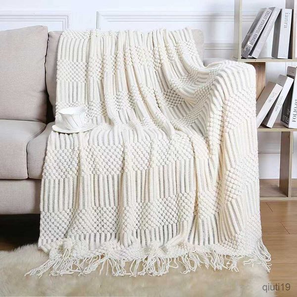 Cobertores manta de xadrez nórdicos cobertor super macio para a cama Sofá da colcha de pista no sofá Decoração com borlas com borla R230819