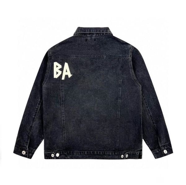 Marca de grife mass jaquetas jackets jackets graffiti manchas brancas impressão vintage wash jeans jeak women bordado bb letra jeans jeaats casais tops roupas