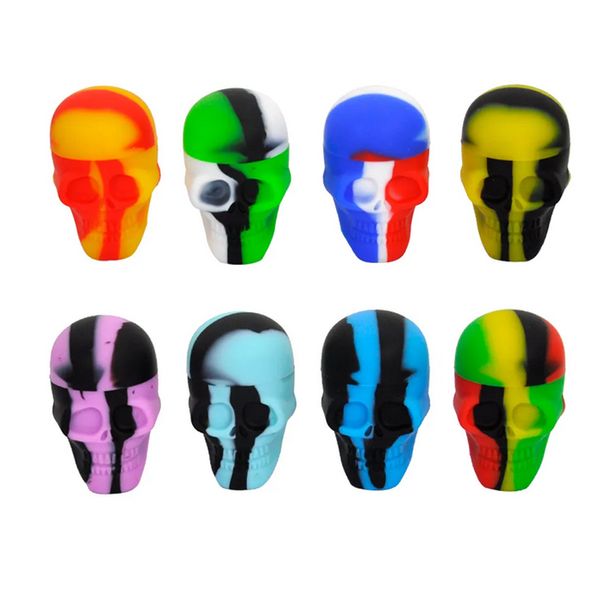 Forma del cranio Vietta del barattolo dell'olio in silicone Top 15 ml/3 ml Non slilicone tampone silicone tampone olio cera barattolo scatola di concentrato multiuso multi-olio all'ingrosso