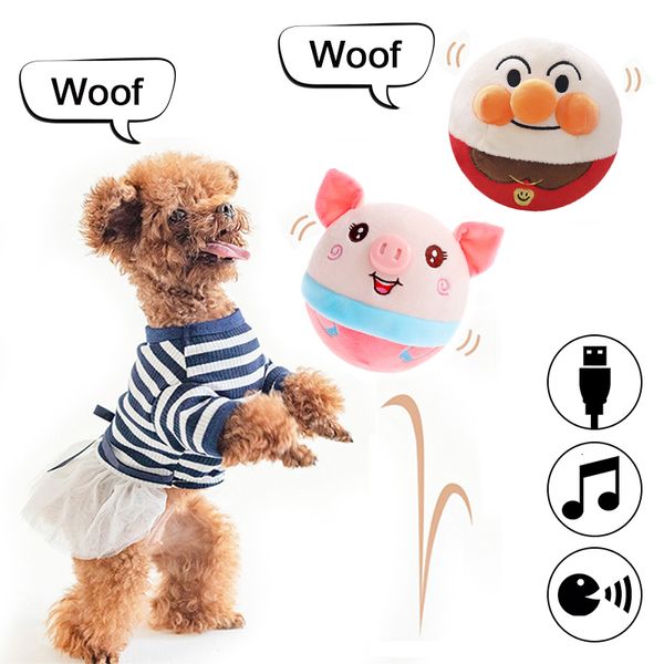 Brinquedos de cachorro Chews Electronic Pet Toy Ball Bouncing salto bolas conversando para um presente de boneca de pelúcia para animais de estimação USB recarregável 230818