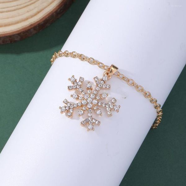 Bracelets de charme Mulheres meninas Cristal Full Snowflakes Bracelet Chain Golden Extended for Christmas Holiday Presente presente de Natal