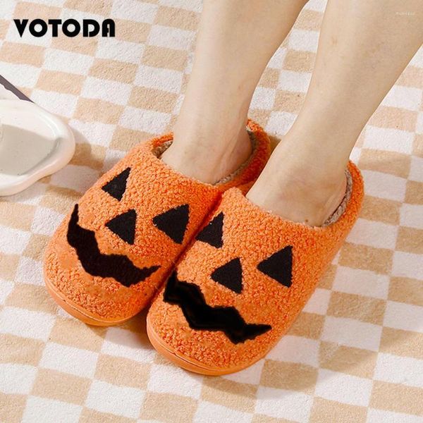 Pantofole inverno Halloween Grimace Donne peluche Slide calde scarpe di cotone unisex Flip di zucca Flip sandali