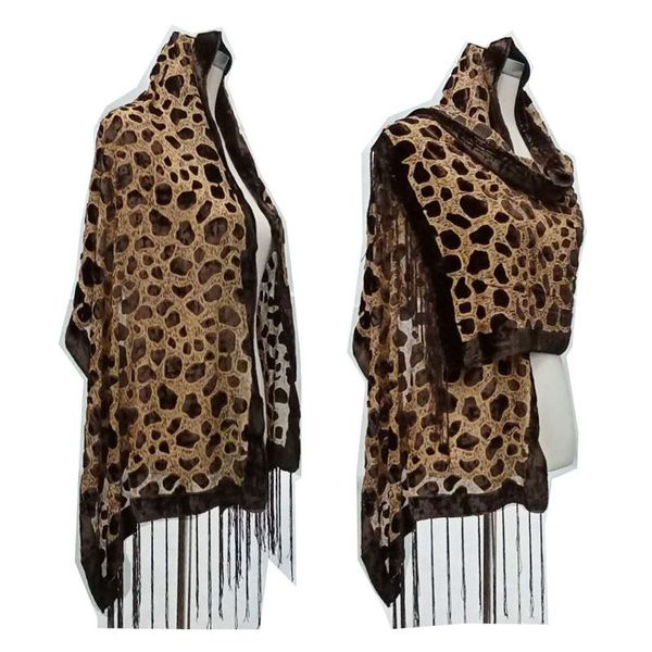 Lenços sexy com veludo lenço de seda feminino xale de leopardo macio