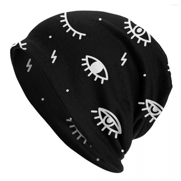 Berets Women Мужчины Шляпа Глаза Глаза Черно-белый принт теплый весенний зимняя кепка для хип-хопа на открытом воздухе