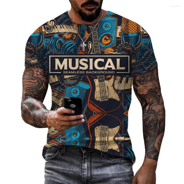 Magliette da uomo estate t-shirt musicale t-shirt unisex word 3d stampato maschi casual oversize top camicie vintage da uomo