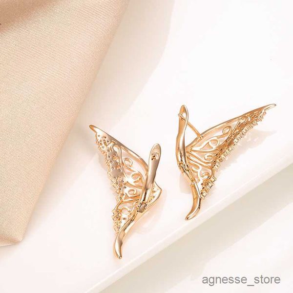 Charme Luxus Roségold Frauen Ohrring natürlicher schillernder Hollow Butterfly Stud Ohrring Hochzeit Schmuck Geschenk R230819