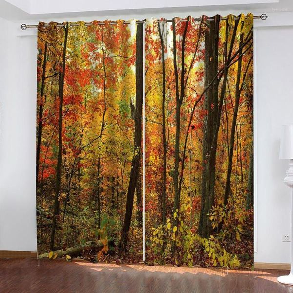 Vorhang Landschaft Herbst Herbst Woods PO Druck Blackout 3D -Vorhänge für Wohnzimmer Bettwäsche El Drapes Cortinas