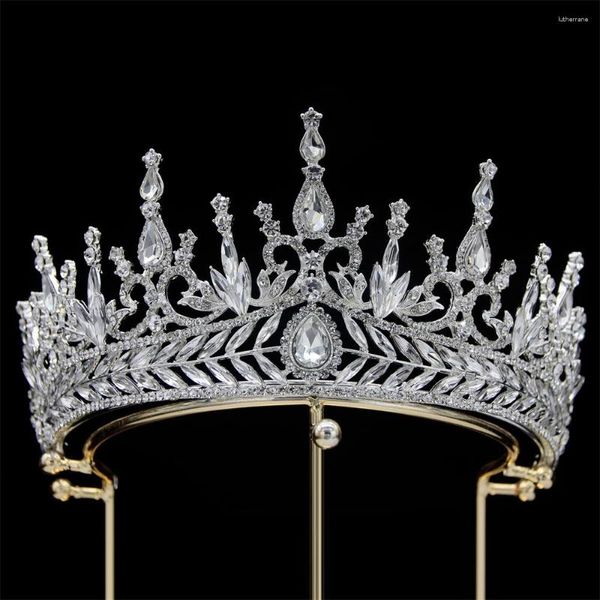 Clipes de cabelo Rosabella European e American Trendy Crystal Crowns tiaras cubica cuba -cocar -cocar na pista de casamento na banda da cabeça