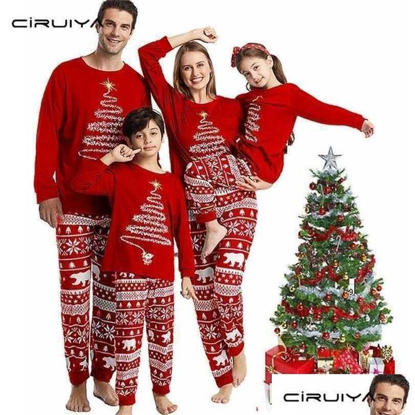 Kadınların pijama ciruiya eşleşen Noel pijamaları aile için setler Noel kıyafeti kadınlar ev yıpranmış sanat ağacı çocuk kıyafetleri 211116 d dhx0t