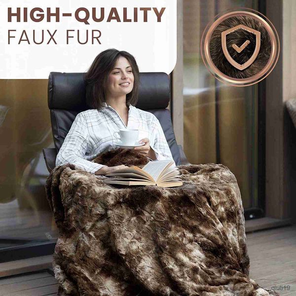 Cobertores Faux Fur Blanket Blanded Plaid Throge Clanejas de pelúcia de pelúcia para um sofá -cama na cama cobertor decorativo R230819