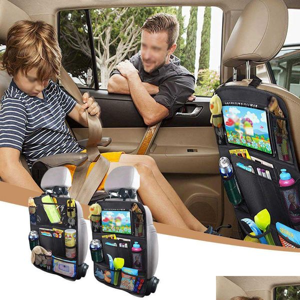 Suporte para o organizador de carros com touch sn tound tour add adicione 9 bolsos de armazenamento tapetes de chute protetores traseiros para crianças solteiras entregar entrega dhtez