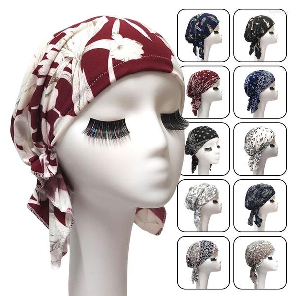 Roupas étnicas Mulheres muçulmanas hijabs internos Cap quimioterapia lenços de cabeça verão fino de algodão lenço de turbante chapéu de pirata