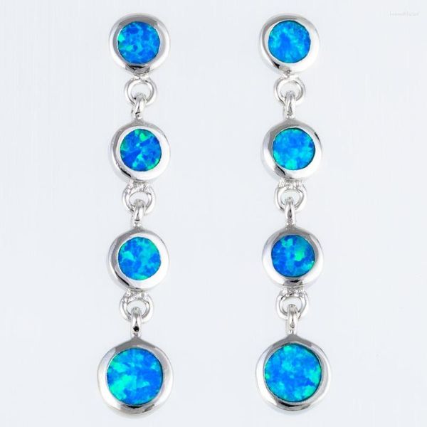 Dangle Ohrringe Kongmoon 4 rund Ozeanblau Feuer Opal Silberschild Schmuck für Frauen piercing Tropfen