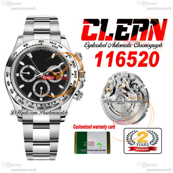 CF Clean Factory SA4130 Automatische Chronographen Mens Watch 1165 Black Dial White Stick Dial 904L Oystersteel -Armband Super Edition Version Uhren Reinigungszeit SS3