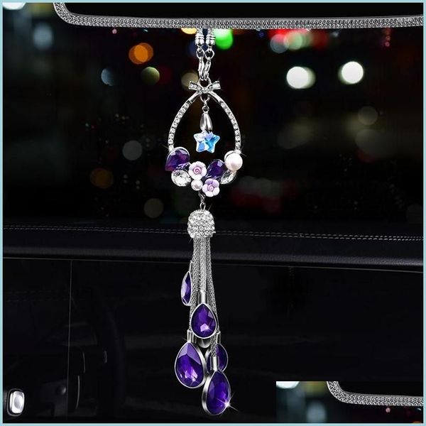 Decorazioni interne Bling Girl Accessori per auto Lucky Star Crystal Ornaments Ornamenti posteriori Vista Decorazione Deliverità di lusso Dhcyv Dhcyv