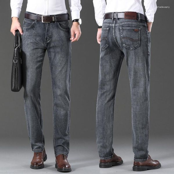 Jeans maschile jeans denim slim fit jean pantaloni maschio pantaloni classici affari di stile nero grigio blu avanzato