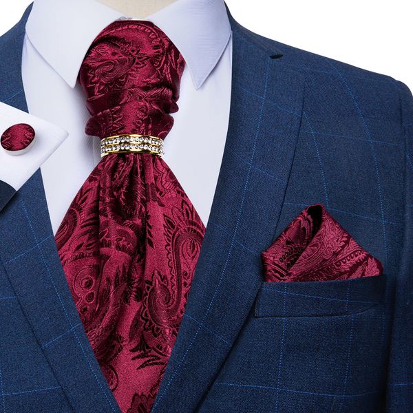 TIE CORCO BARGNO ROSSO ROSSO PAISLEGGIO UNIRE VINTAGE ASCOT TRATTO FORMALE FORMALE CRAVAT ASCOT ASCURO CACKTIE HANKY GUFFLINKS RINGLIO PER PARTY DIBANGU 230818