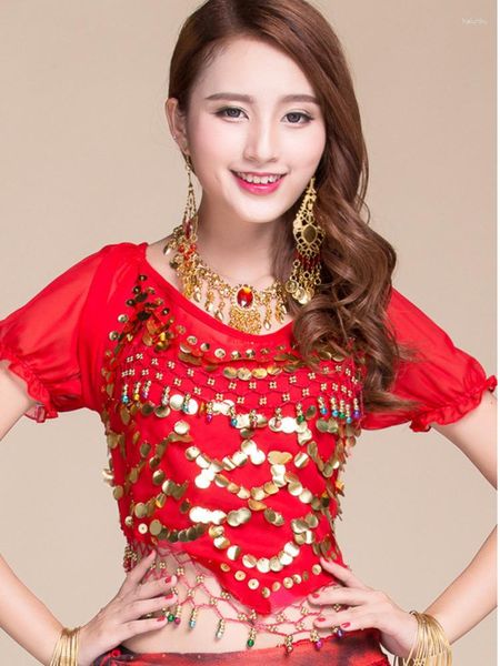 Top da ballo moderno Oriental Oriental Oriental Oriental Fantasia paillettes jazz flamenco sari donne per matrimoni t-shirt